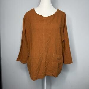 Seasalt Cornwall Burnt Orange Linen Blend Oversized Top UK 16 US 12